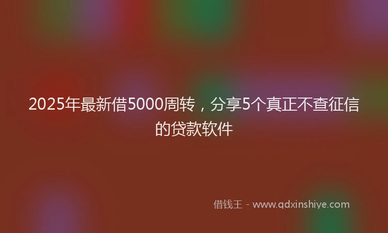 2025年最新借5000周转，分享5个真正不查征信的贷款软件
