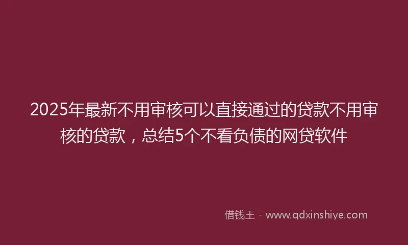 2025年最新不用审核可以直接通过的贷款不用审核的贷款，总结5个不看负债的网贷软件