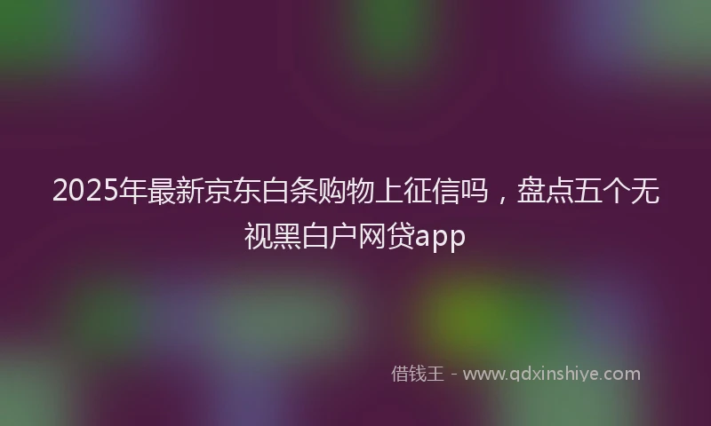 2025年最新京东白条购物上征信吗，盘点五个无视黑白户网贷app