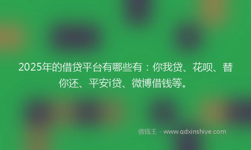 2025年的借贷平台有哪些有：你我贷、花呗、替你还、平安i贷、微博借钱等。