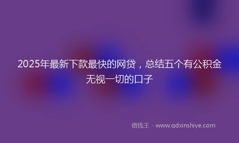 2025年最新下款最快的网贷，总结五个有公积金无视一切的口子