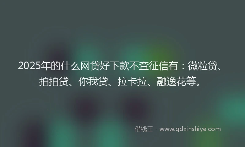 2025年的什么网贷好下款不查征信有：微粒贷、拍拍贷、你我贷、拉卡拉、融逸花等。