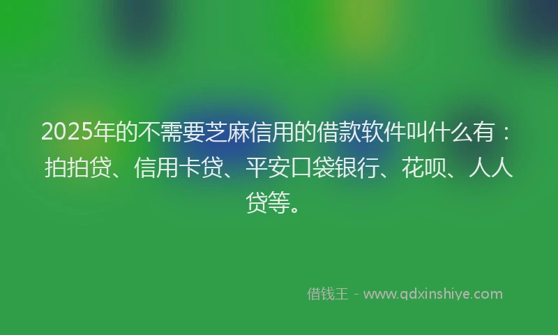 2025年的不需要芝麻信用的借款软件叫什么有：拍拍贷、信用卡贷、平安口袋银行、花呗、人人贷等。