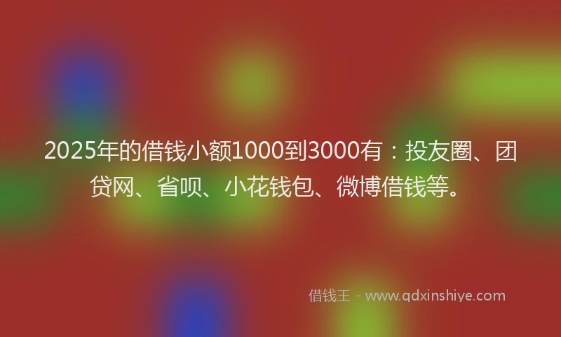 2025年的借钱小额1000到3000有：投友圈、团贷网、省呗、小花钱包、微博借钱等。