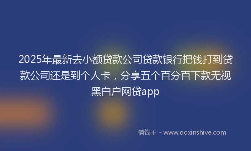 2025年最新去小额贷款公司贷款银行把钱打到贷款公司还是到个人卡，分享五个百分百下款无视黑白户网贷app