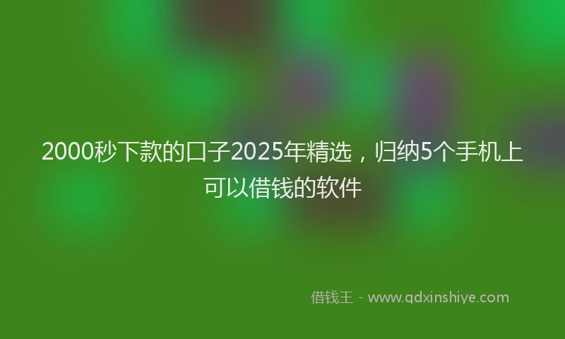 2000秒下款的口子2025年精选，归纳5个手机上可以借钱的软件