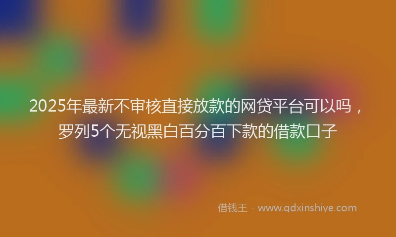 2025年最新不审核直接放款的网贷平台可以吗，罗列5个无视黑白百分百下款的借款口子