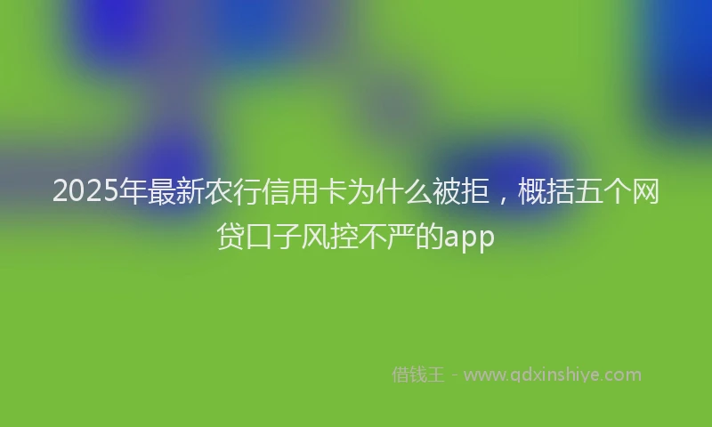2025年最新农行信用卡为什么被拒，概括五个网贷口子风控不严的app