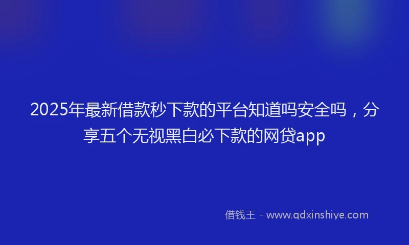 2025年最新借款秒下款的平台知道吗安全吗，分享五个无视黑白必下款的网贷app