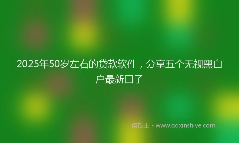 2025年50岁左右的贷款软件，分享五个无视黑白户最新口子