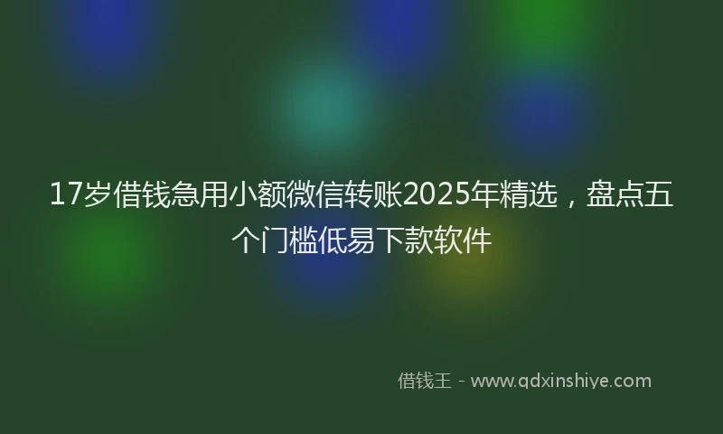 17岁借钱急用小额微信转账2025年精选，盘点五个门槛低易下款软件