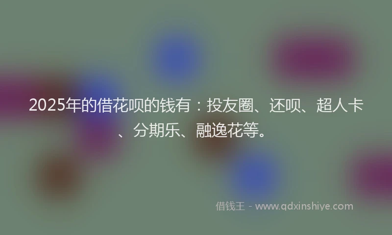 2025年的借花呗的钱有：投友圈、还呗、超人卡、分期乐、融逸花等。