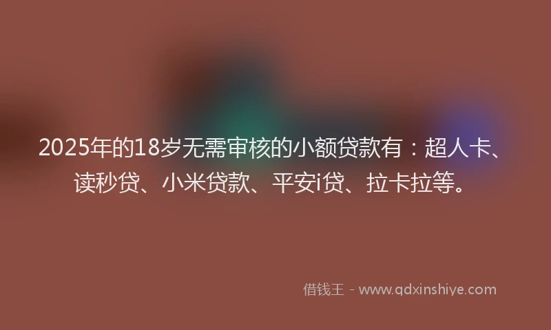 2025年的18岁无需审核的小额贷款有：超人卡、读秒贷、小米贷款、平安i贷、拉卡拉等。