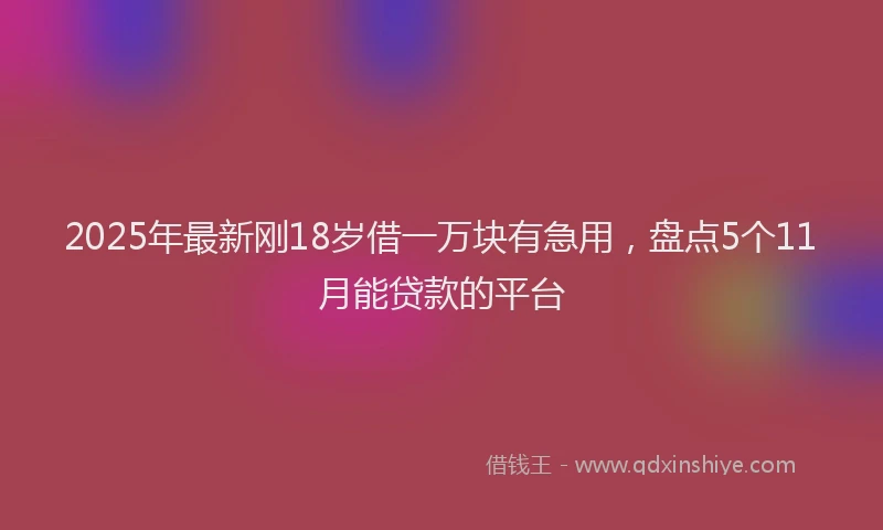2025年最新刚18岁借一万块有急用，盘点5个11月能贷款的平台