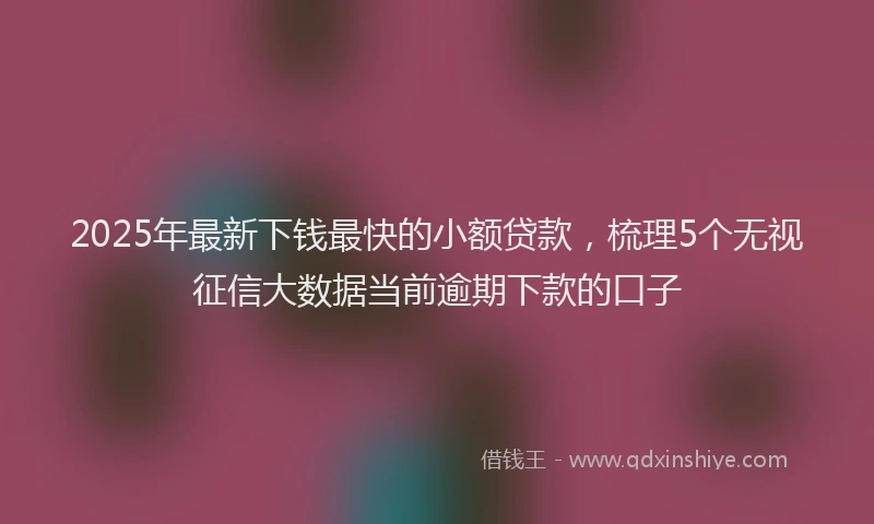 2025年最新下钱最快的小额贷款，梳理5个无视征信大数据当前逾期下款的口子