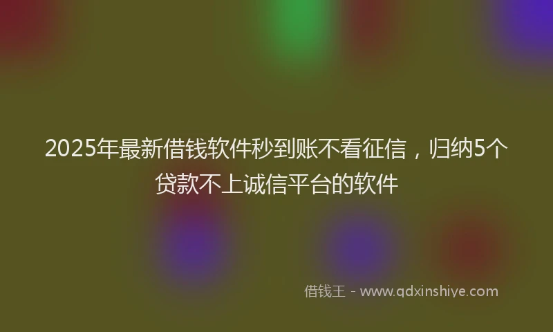 2025年最新借钱软件秒到账不看征信，归纳5个贷款不上诚信平台的软件