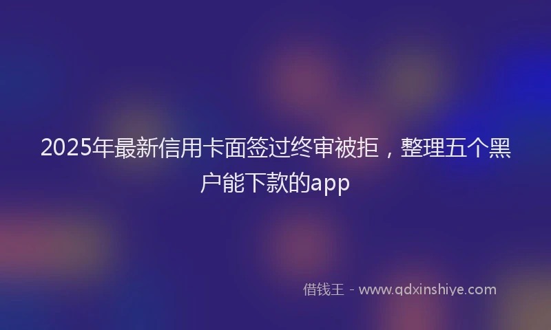 2025年最新信用卡面签过终审被拒，整理五个黑户能下款的app