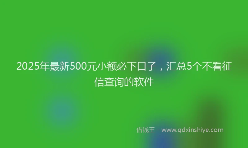 2025年最新500元小额必下口子，汇总5个不看征信查询的软件