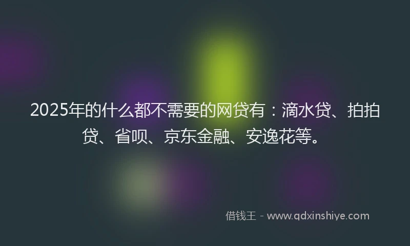 2025年的什么都不需要的网贷有：滴水贷、拍拍贷、省呗、京东金融、安逸花等。