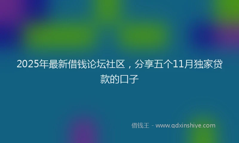 2025年最新借钱论坛社区，分享五个11月独家贷款的口子