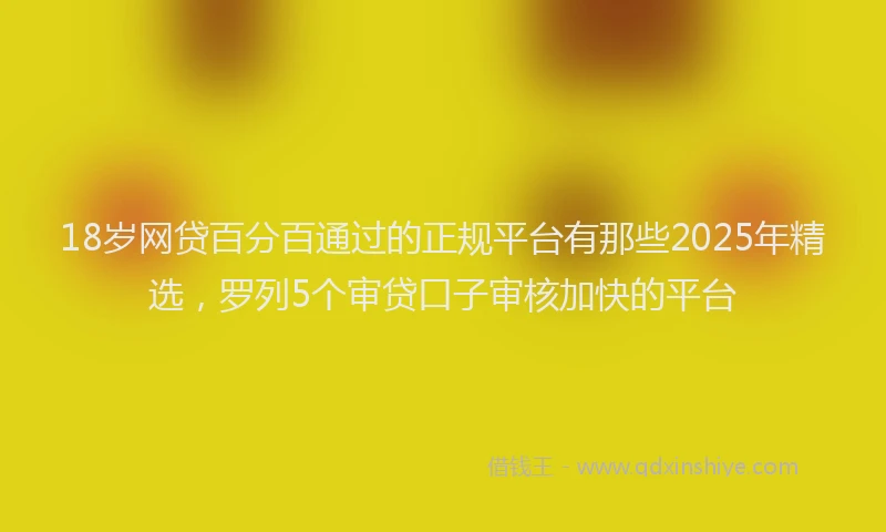 18岁网贷百分百通过的正规平台有那些2025年精选，罗列5个审贷口子审核加快的平台