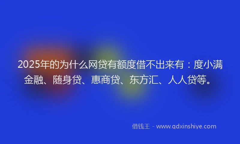 2025年的为什么网贷有额度借不出来有：度小满金融、随身贷、惠商贷、东方汇、人人贷等。