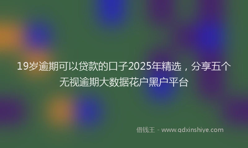 19岁逾期可以贷款的口子2025年精选，分享五个无视逾期大数据花户黑户平台