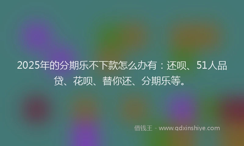 2025年的分期乐不下款怎么办有：还呗、51人品贷、花呗、替你还、分期乐等。
