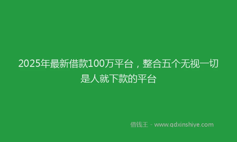 2025年最新借款100万平台，整合五个无视一切是人就下款的平台