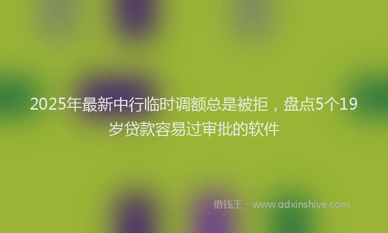 2025年最新中行临时调额总是被拒，盘点5个19岁贷款容易过审批的软件