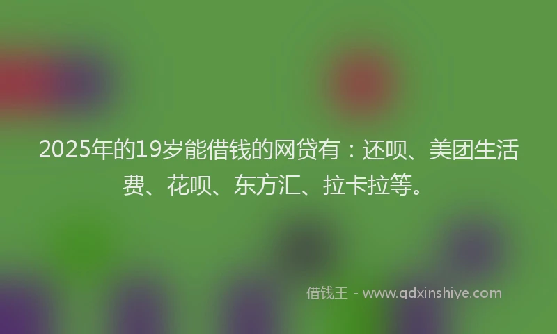 2025年的19岁能借钱的网贷有：还呗、美团生活费、花呗、东方汇、拉卡拉等。