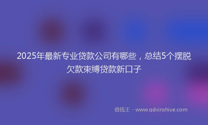 2025年最新专业贷款公司有哪些，总结5个摆脱欠款束缚贷款新口子