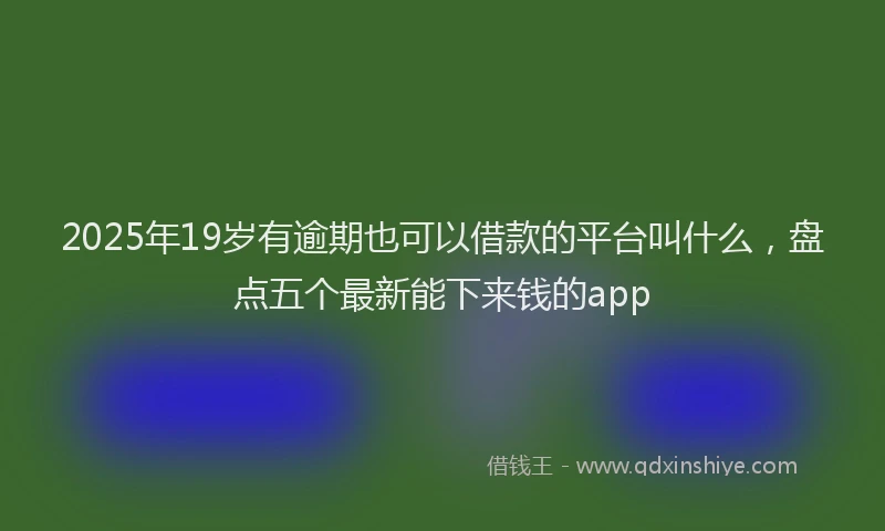 2025年19岁有逾期也可以借款的平台叫什么，盘点五个最新能下来钱的app