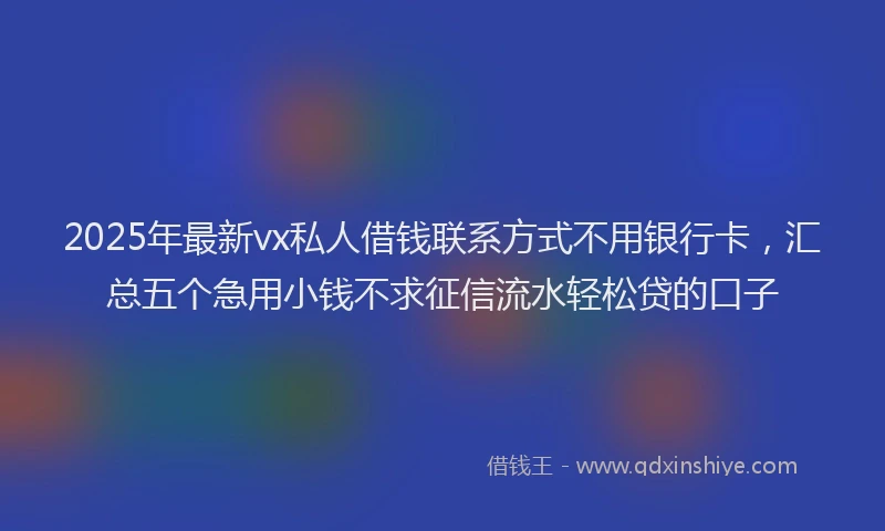 2025年最新vx私人借钱联系方式不用银行卡，汇总五个急用小钱不求征信流水轻松贷的口子