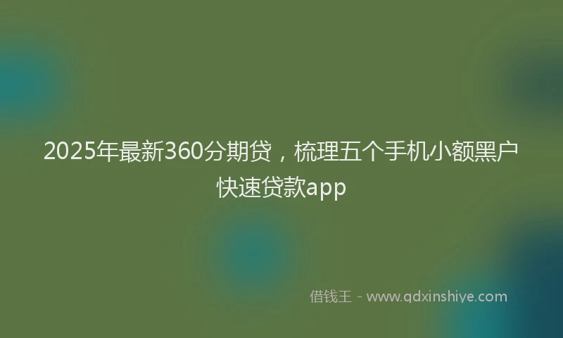 2025年最新360分期贷，梳理五个手机小额黑户快速贷款app