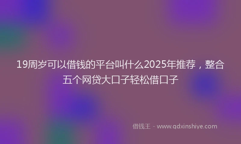 19周岁可以借钱的平台叫什么2025年推荐，整合五个网贷大口子轻松借口子