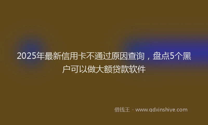 2025年最新信用卡不通过原因查询，盘点5个黑户可以做大额贷款软件