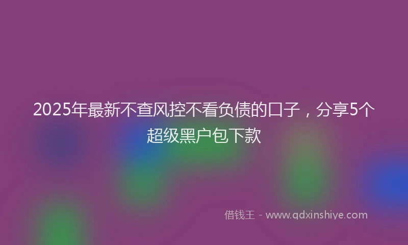 2025年最新不查风控不看负债的口子，分享5个超级黑户包下款