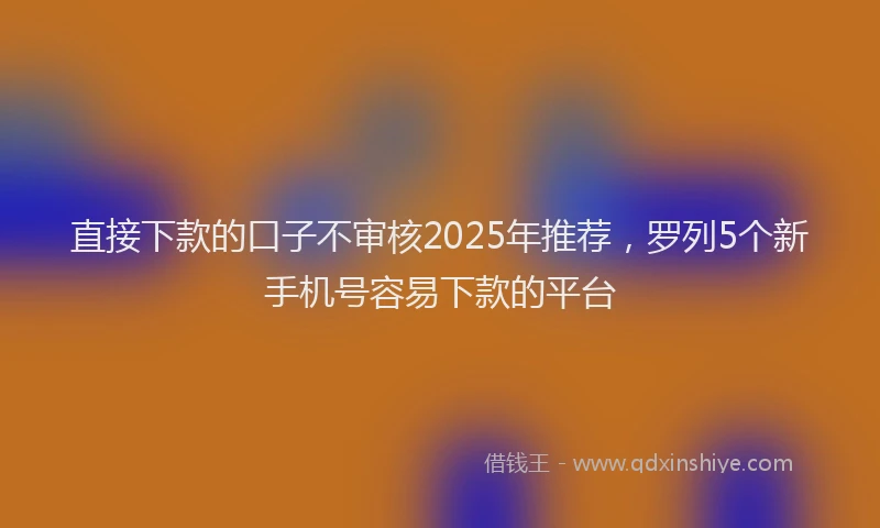 直接下款的口子不审核2025年推荐，罗列5个新手机号容易下款的平台