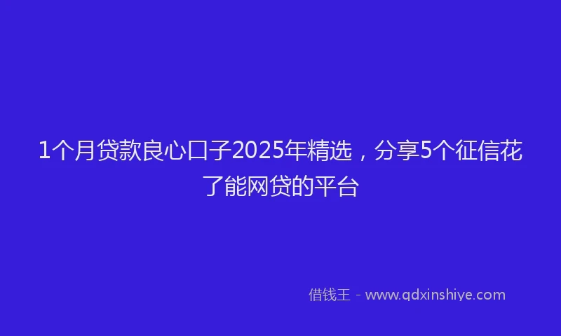1个月贷款良心口子2025年精选，分享5个征信花了能网贷的平台