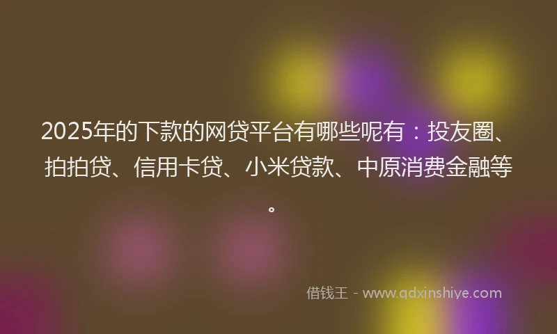 2025年的下款的网贷平台有哪些呢有：投友圈、拍拍贷、信用卡贷、小米贷款、中原消费金融等。