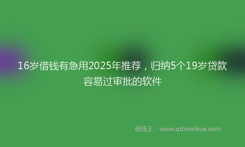 16岁借钱有急用2025年推荐，归纳5个19岁贷款容易过审批的软件