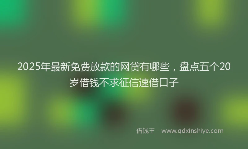 2025年最新免费放款的网贷有哪些，盘点五个20岁借钱不求征信速借口子