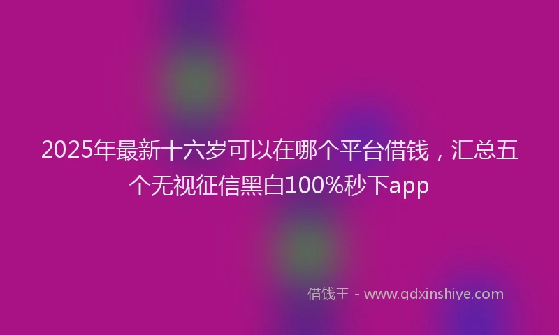 2025年最新十六岁可以在哪个平台借钱，汇总五个无视征信黑白100%秒下app
