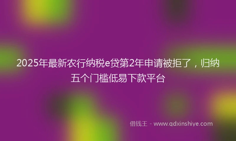 2025年最新农行纳税e贷第2年申请被拒了，归纳五个门槛低易下款平台