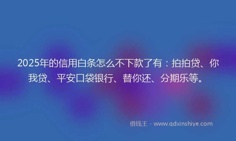 2025年的信用白条怎么不下款了有：拍拍贷、你我贷、平安口袋银行、替你还、分期乐等。