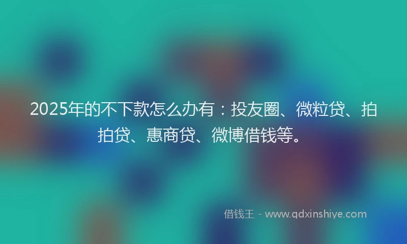 2025年的不下款怎么办有：投友圈、微粒贷、拍拍贷、惠商贷、微博借钱等。