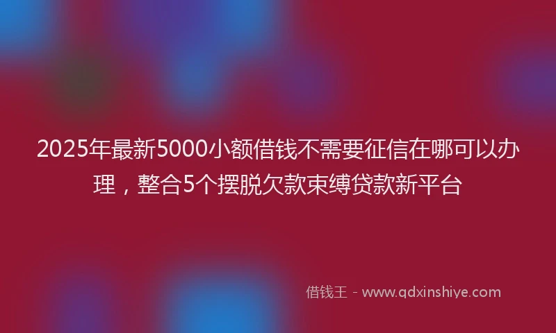 2025年最新5000小额借钱不需要征信在哪可以办理，整合5个摆脱欠款束缚贷款新平台