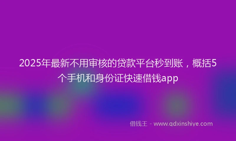 2025年最新不用审核的贷款平台秒到账，概括5个手机和身份证快速借钱app