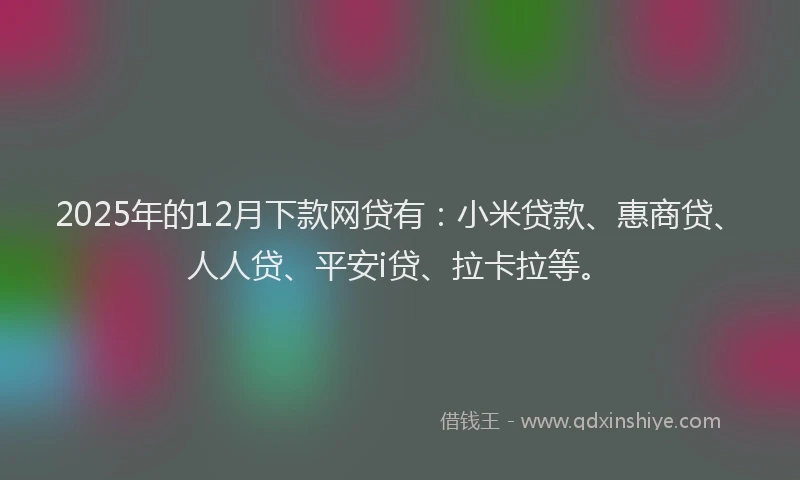 2025年的12月下款网贷有：小米贷款、惠商贷、人人贷、平安i贷、拉卡拉等。